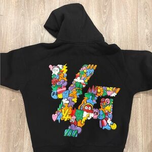 YoungLA Pullover Streetwear Doodle World with Colorful Graphic - Black